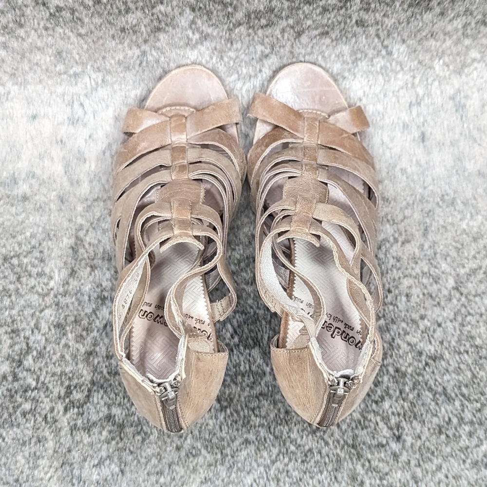Wonders Leather Stacked Heel Sandal Made With Love In Spain Tan Women's 7.5 - Picture 5 of 9